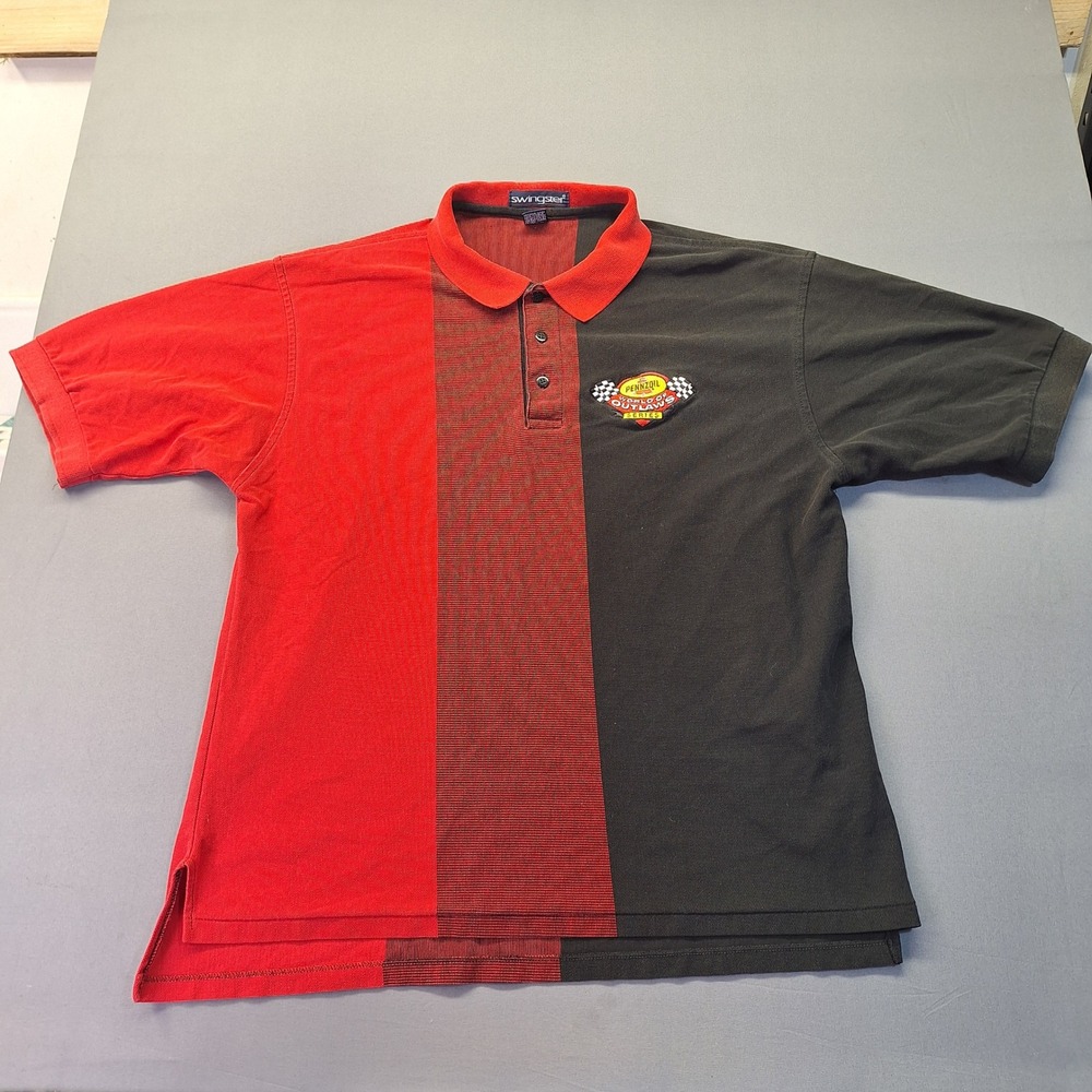 Swingster Pennzoil World of Outlaws Racing Polo Shirt Mens XL Red Black USA Made